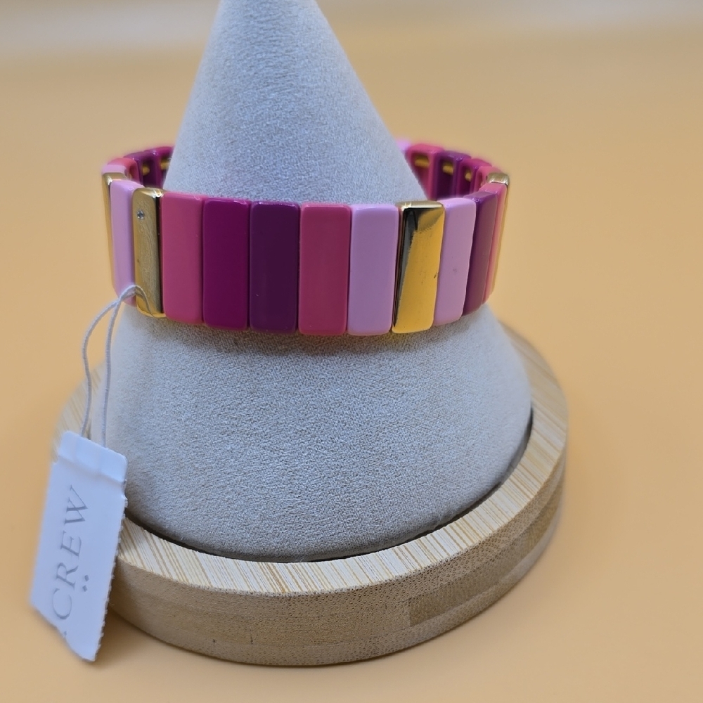 J. Crew Pink Tile Stretch Bracelet NWT